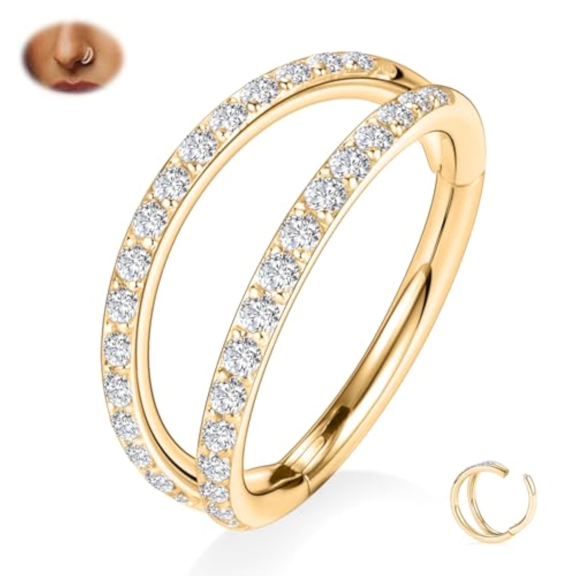 G23 Titanium Double Nose Ring Septum Piercing